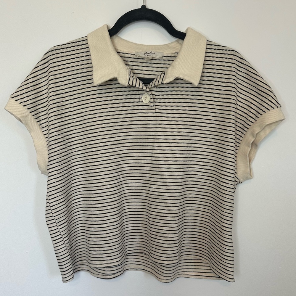 Atelier by Kirious Cream Top with Black Striped